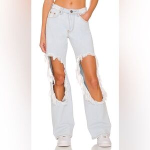 NWT One Teaspoon Jackson Mid Waist Wide Leg Denim Jeans in Le Surf Wash - 29